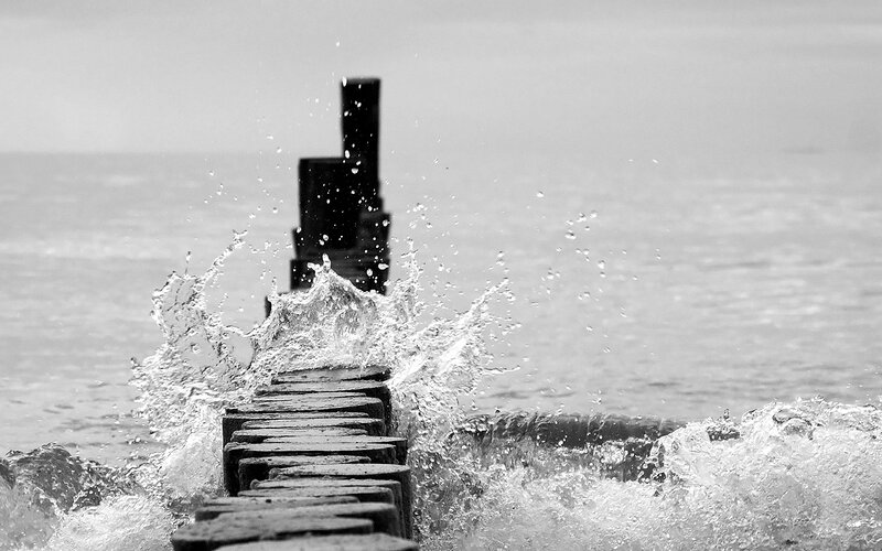 Wooden Pier with Waves