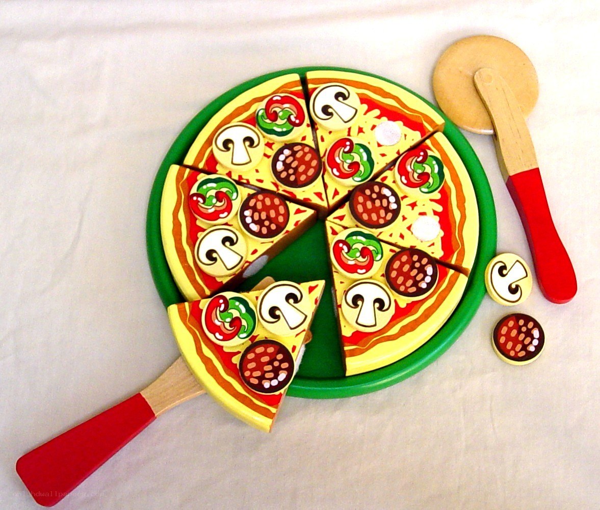 wooden pizza play set