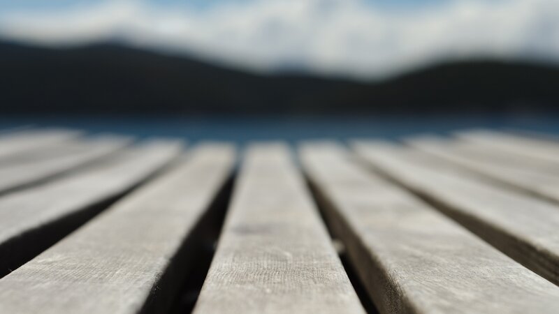 Wooden planks by the lake
