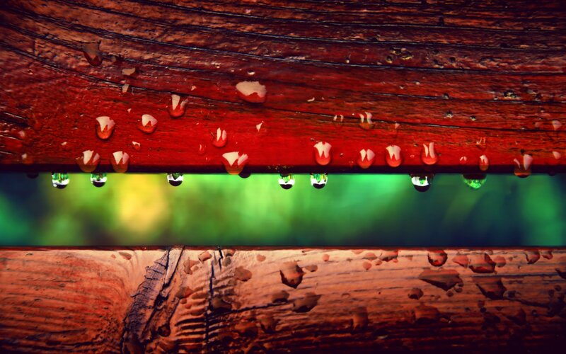 Wooden Planks with Water Droplets
