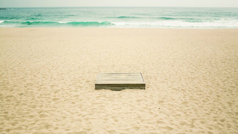 Wooden Platform on Beach — Beige