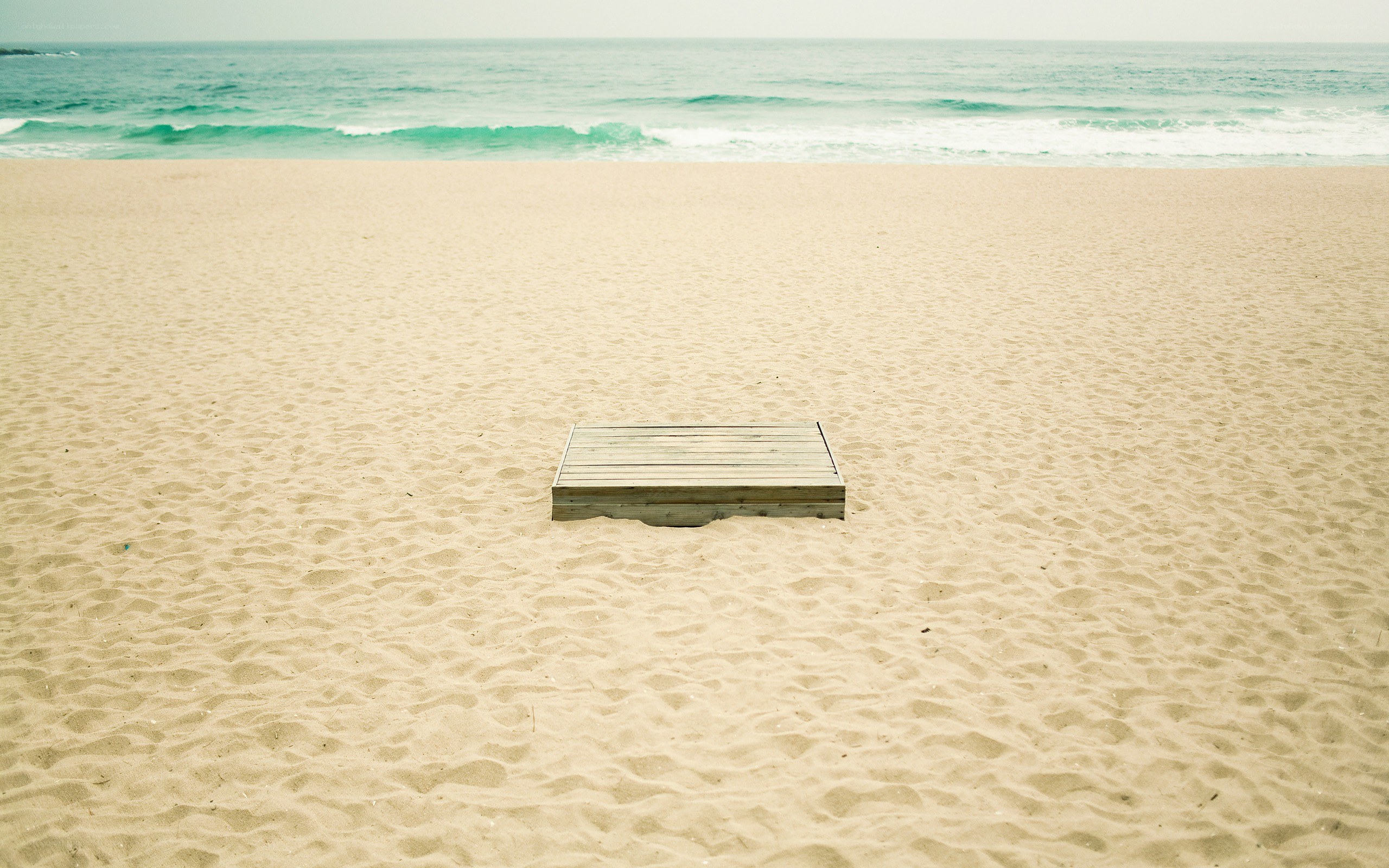 Wooden platform on beach
