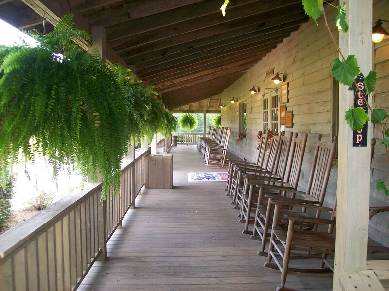 Wooden Porch with Rocking Chairs