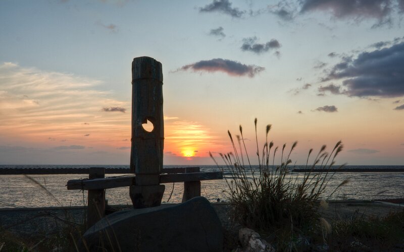 Wooden Post at Sunset