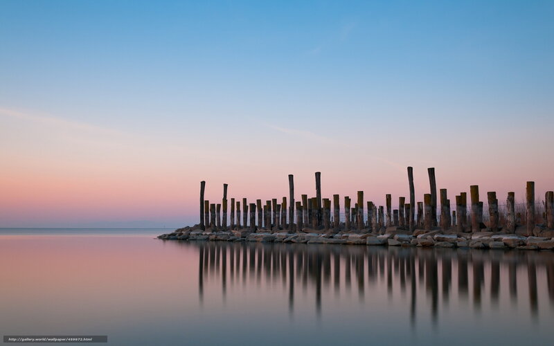Wooden Posts at Sunset — Blue