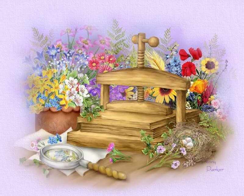 Wooden Press with Flowers