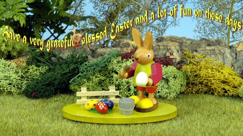 Wooden Rabbit Figurine — Green