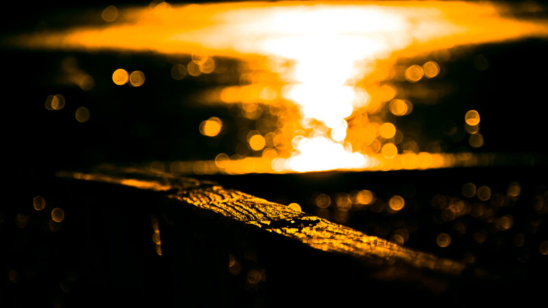 Wooden Railing at Sunset
