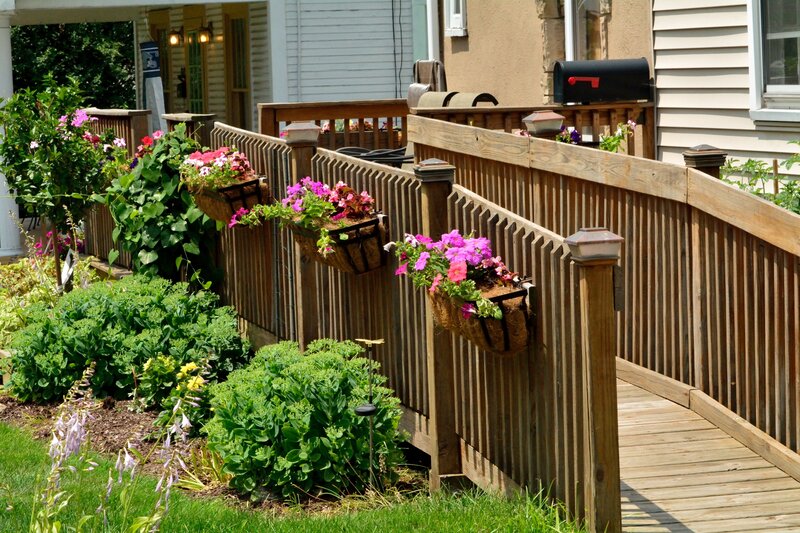 Wooden Ramp with Flower Baskets