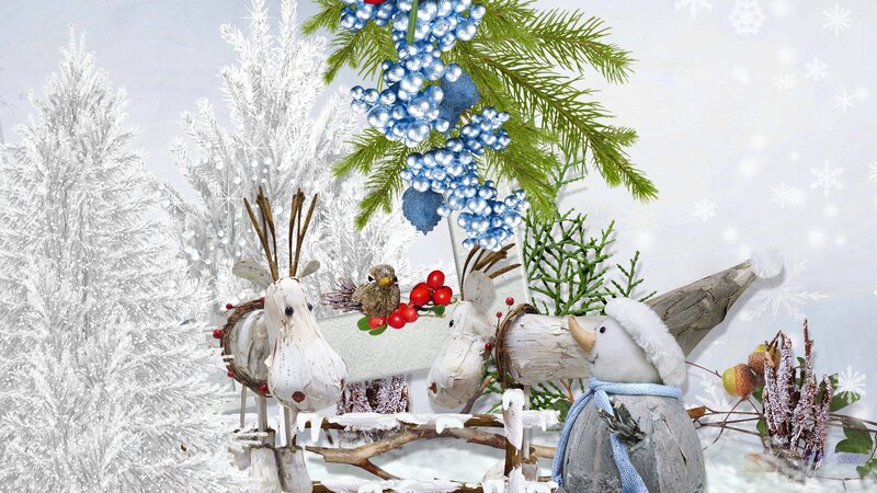 Wooden Reindeer and Snowman