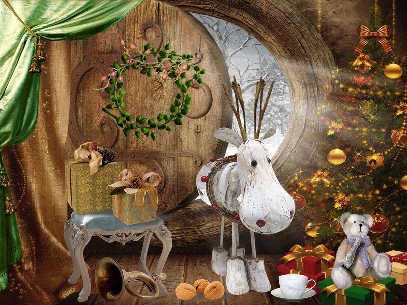 Wooden Reindeer Figurine