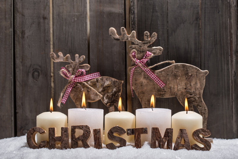 Wooden Reindeer with Candles