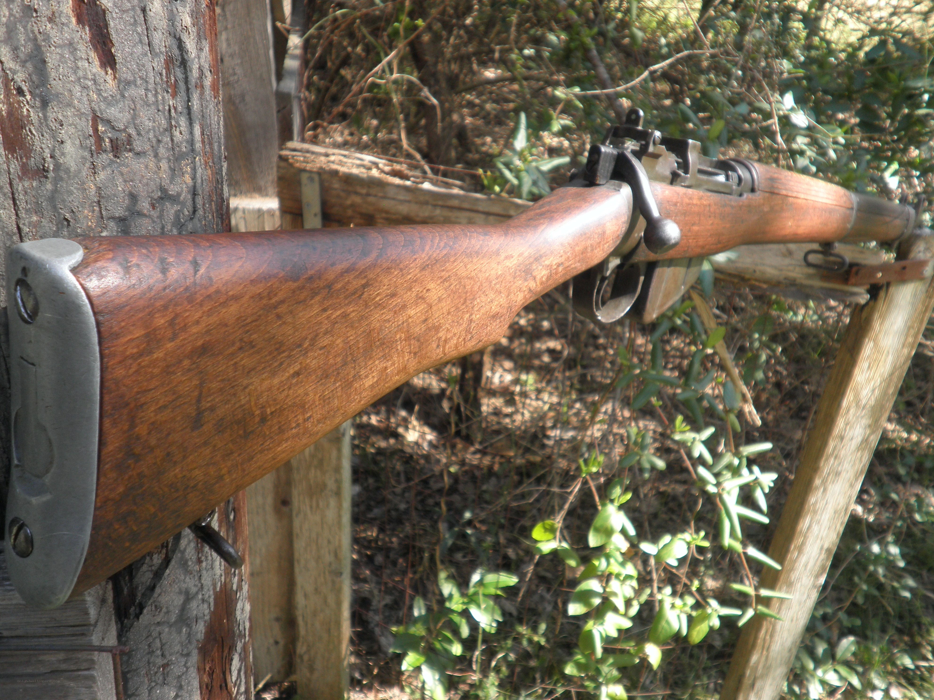 Wooden rifle on display