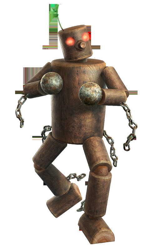 wooden robot character