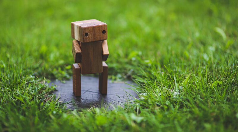 Wooden Robot Figurine