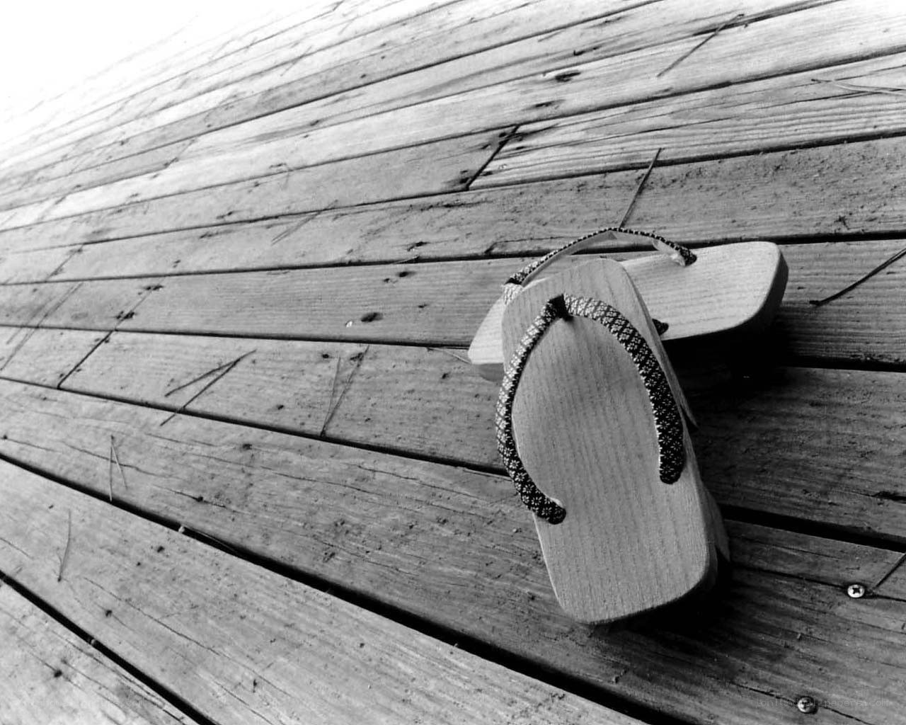 Wooden sandals on deck