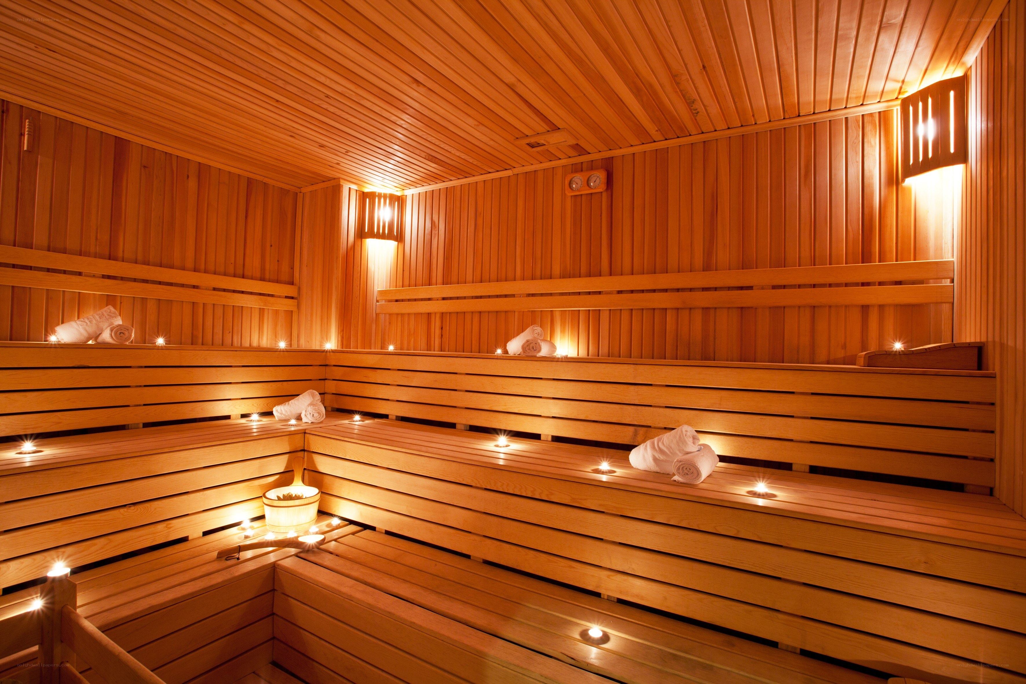 Wooden sauna interior
