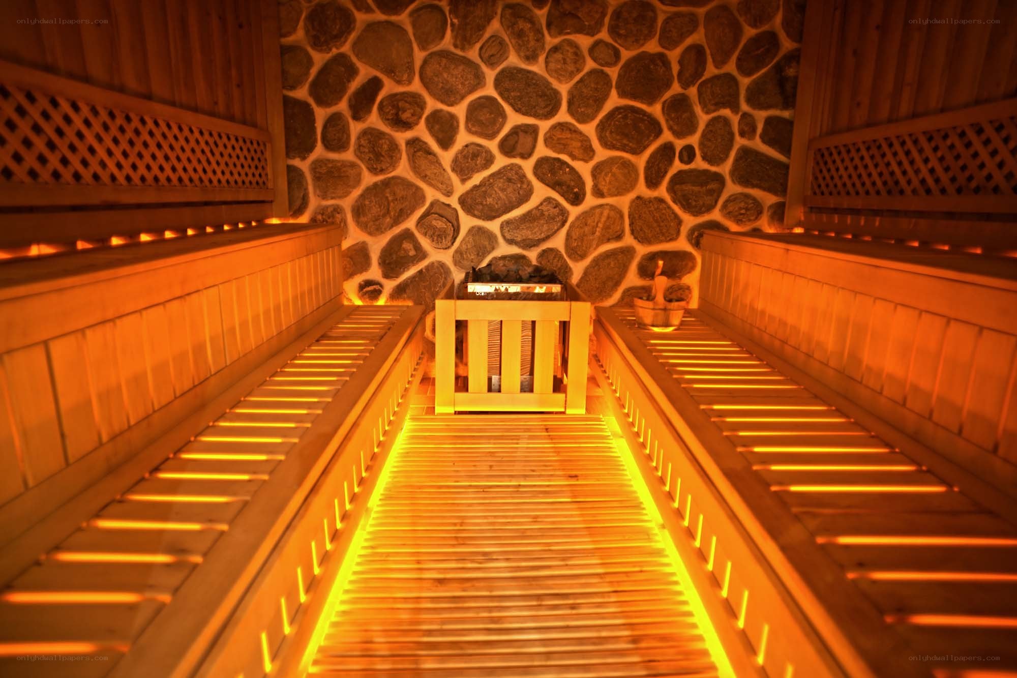 Wooden sauna interior