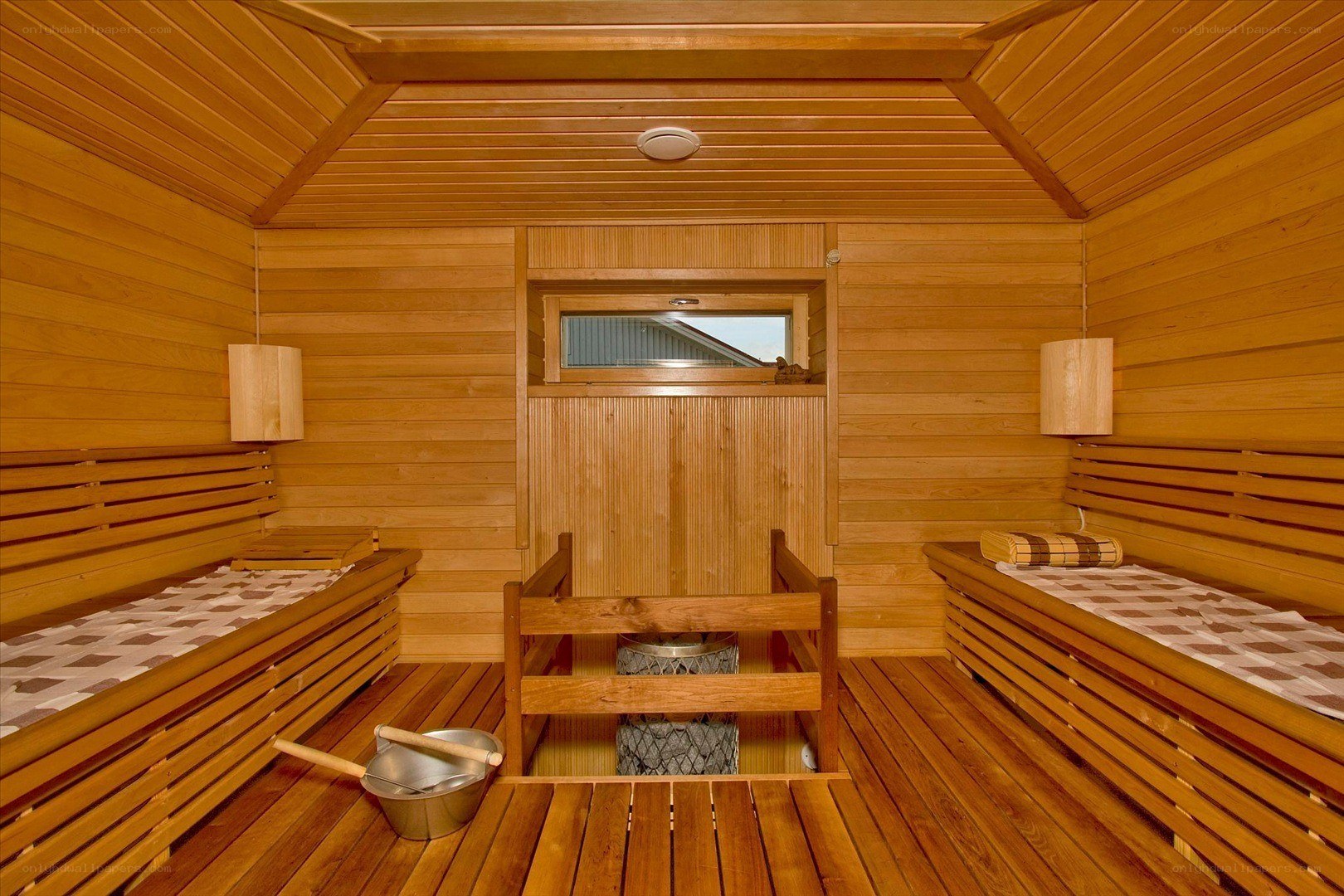 Wooden sauna interior