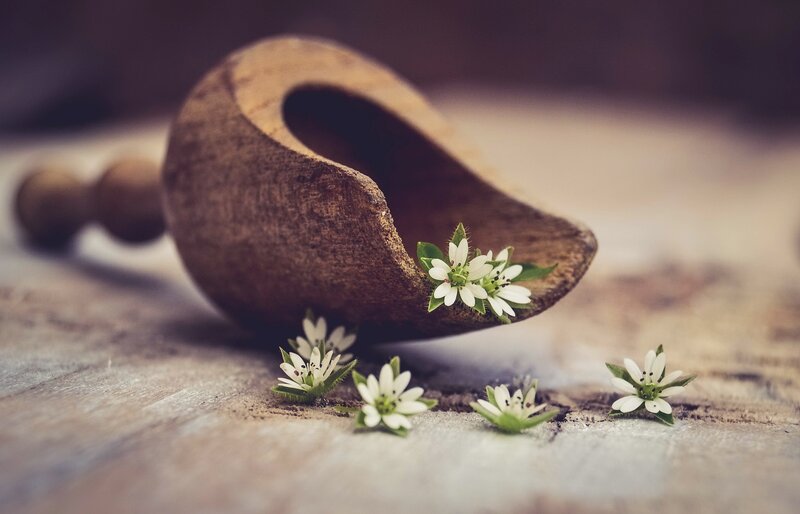 Wooden Scoop with Flowers
