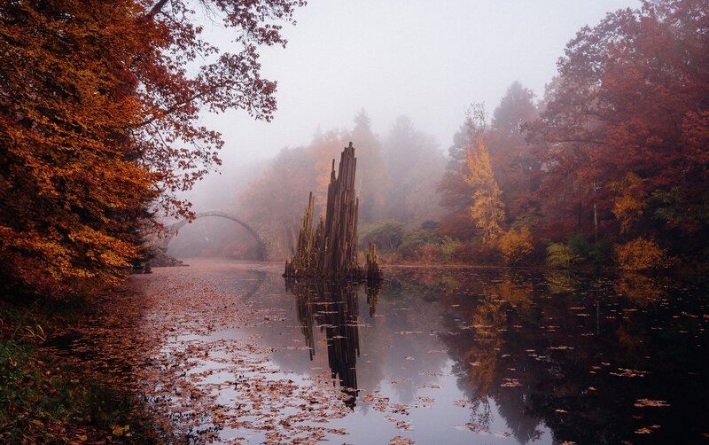 Wooden Sculpture in Lake
