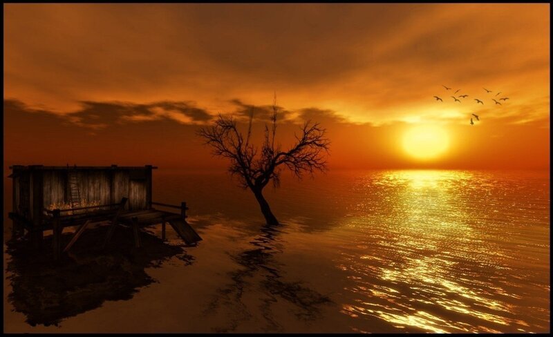 Wooden Shack on Water