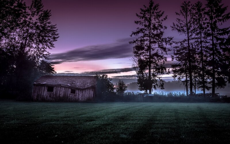 Wooden Shed at Dusk