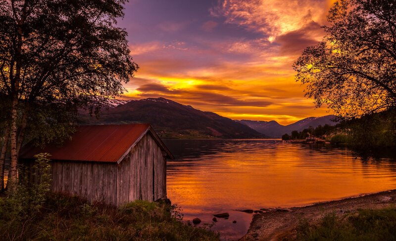 Wooden Shed by Lake