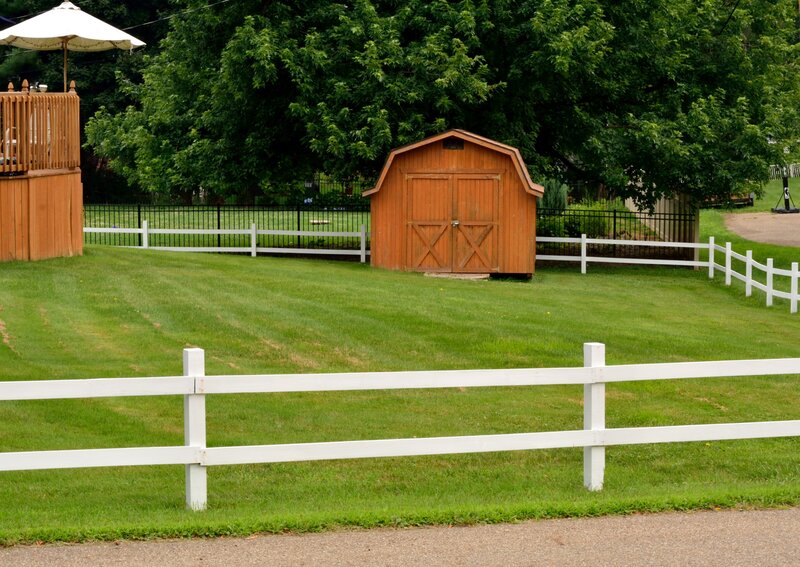 Wooden Shed in Yard — Green