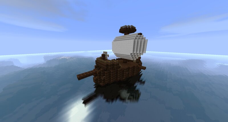 Wooden Ship in Water — Blue
