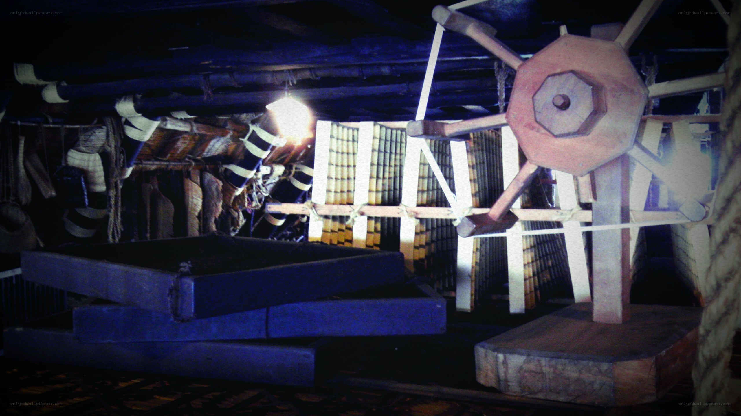 wooden ship model interior