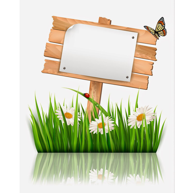 Wooden Sign in Grass — Green