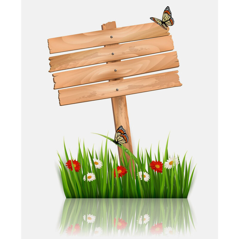 Wooden Sign in Grass