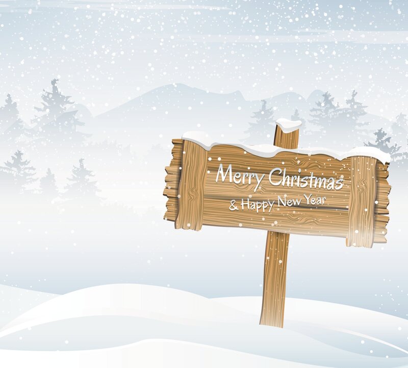 Wooden Sign in Snow