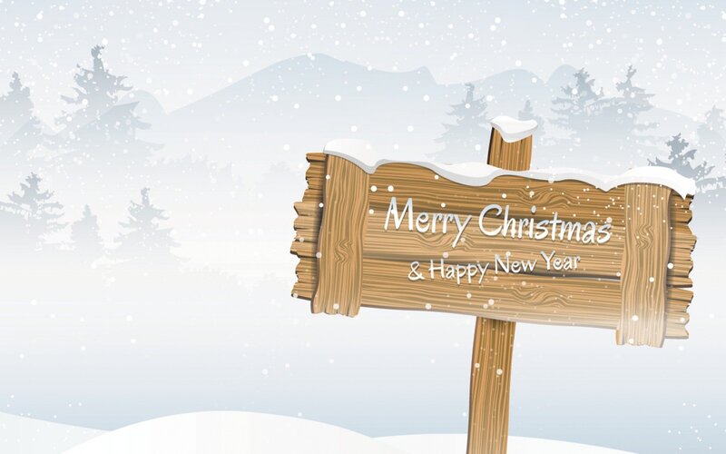 Wooden Sign in Snow — White