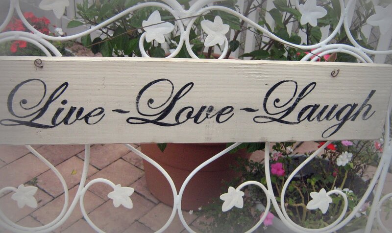 Wooden Sign on Bench