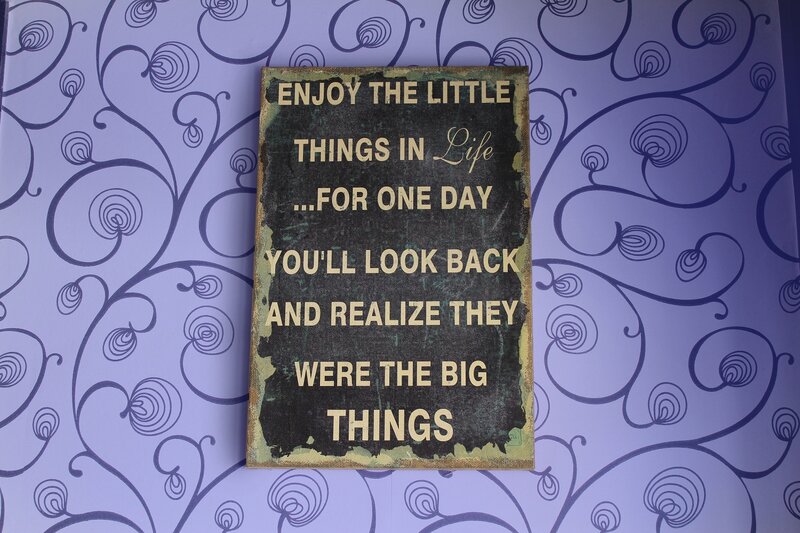 Wooden Sign on Wall — Purple