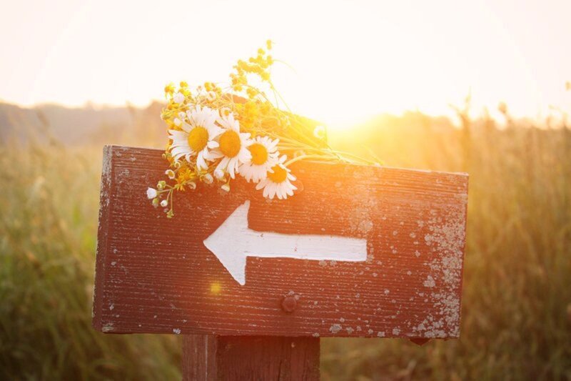 Wooden Sign with Flowers — Brown