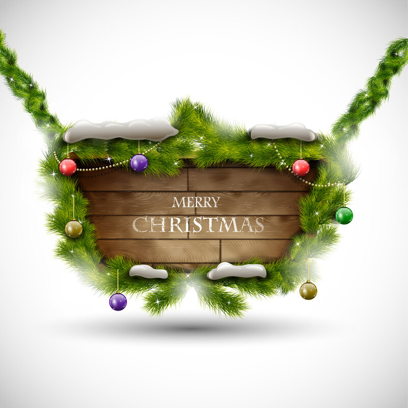 Wooden Sign with Garland