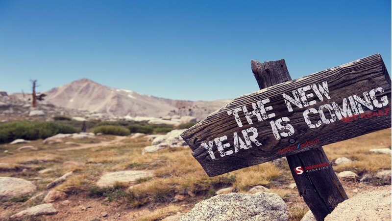 Wooden sign with new year message
