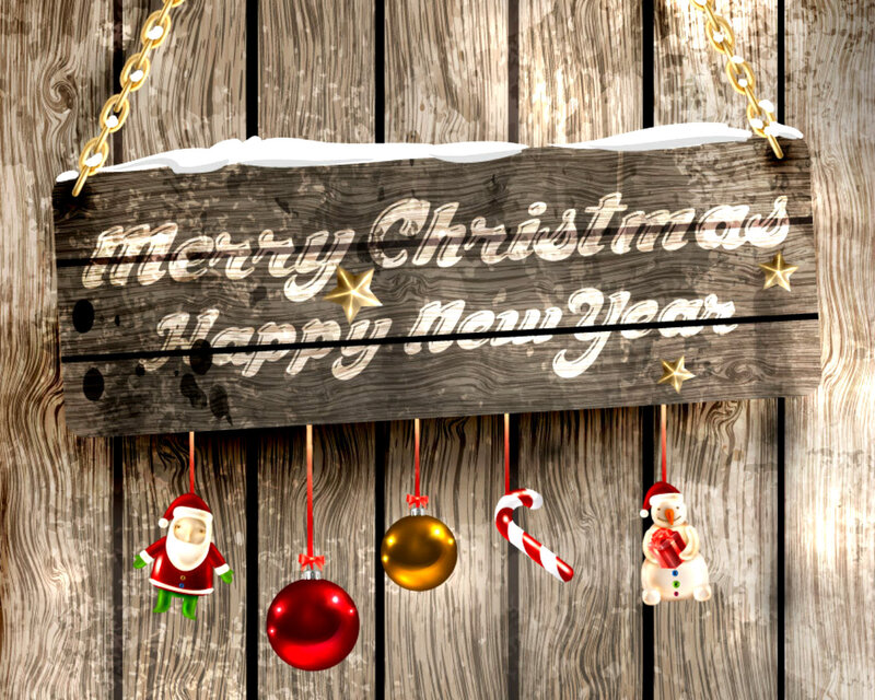 Wooden Sign with Ornaments
