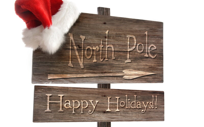Wooden Sign with Santa Hat — Brown