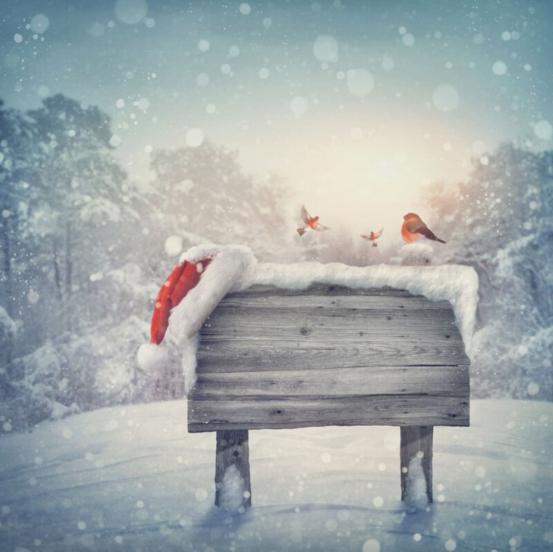 Wooden Sign with Santa Hat — White, Serene
