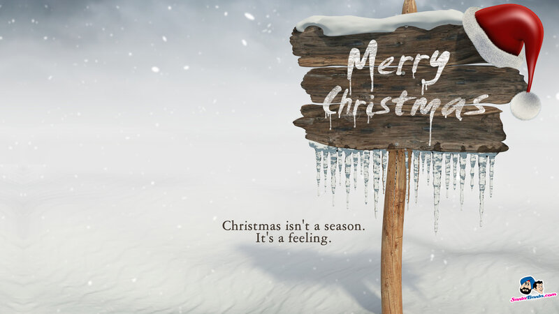 Wooden Sign with Santa Hat — White