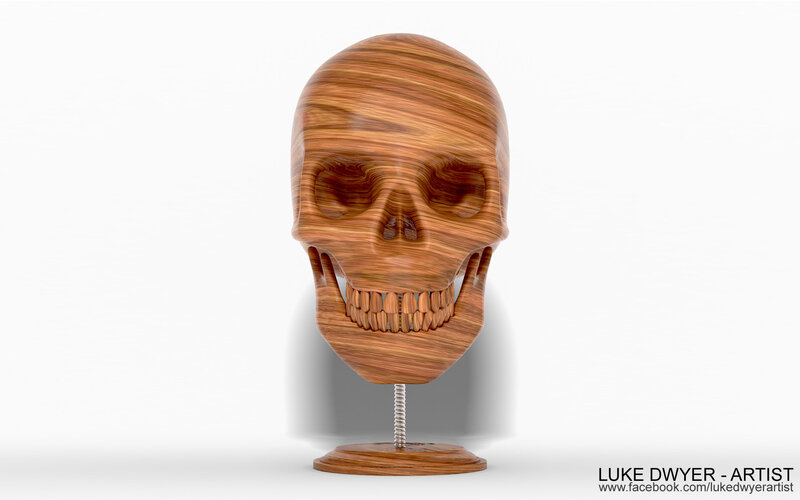Wooden Skull Sculpture