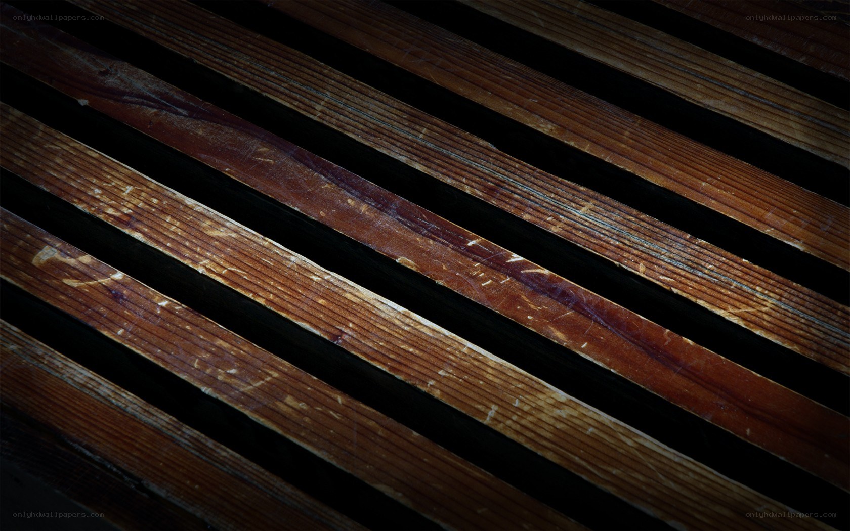 wooden slats in dim light