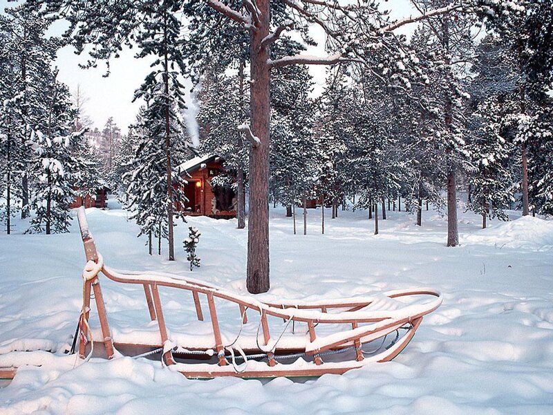 Wooden Sled in Snow