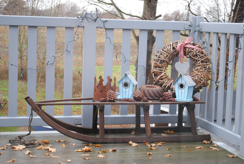 Wooden Sled with Decorations