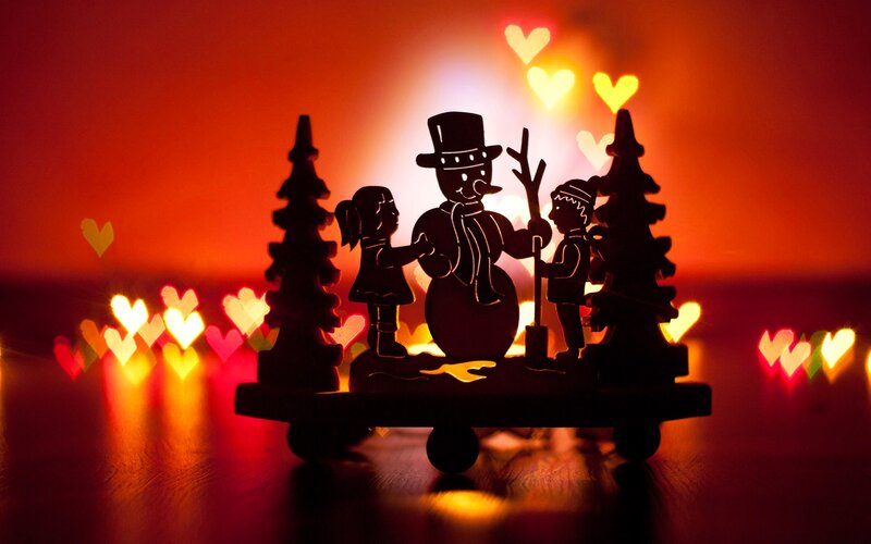Wooden Snowman Figurine
