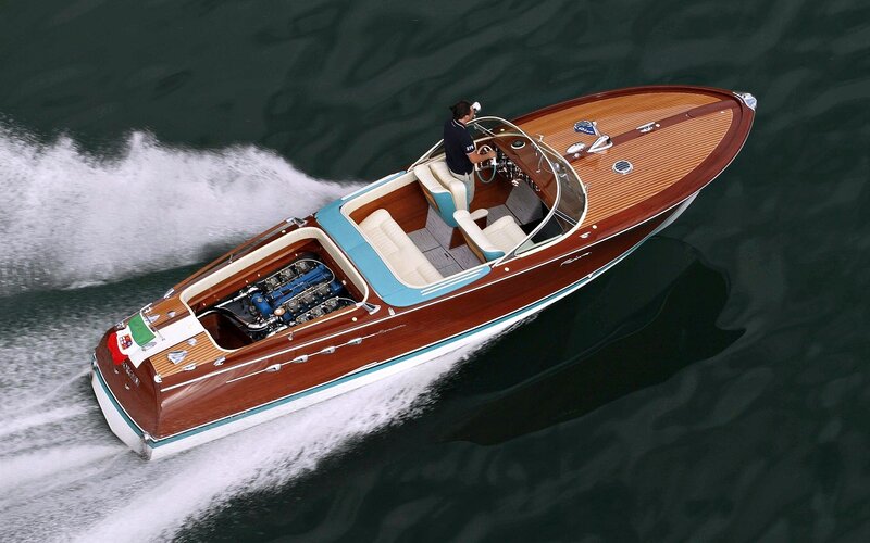 Wooden Speedboat on Water — Brown